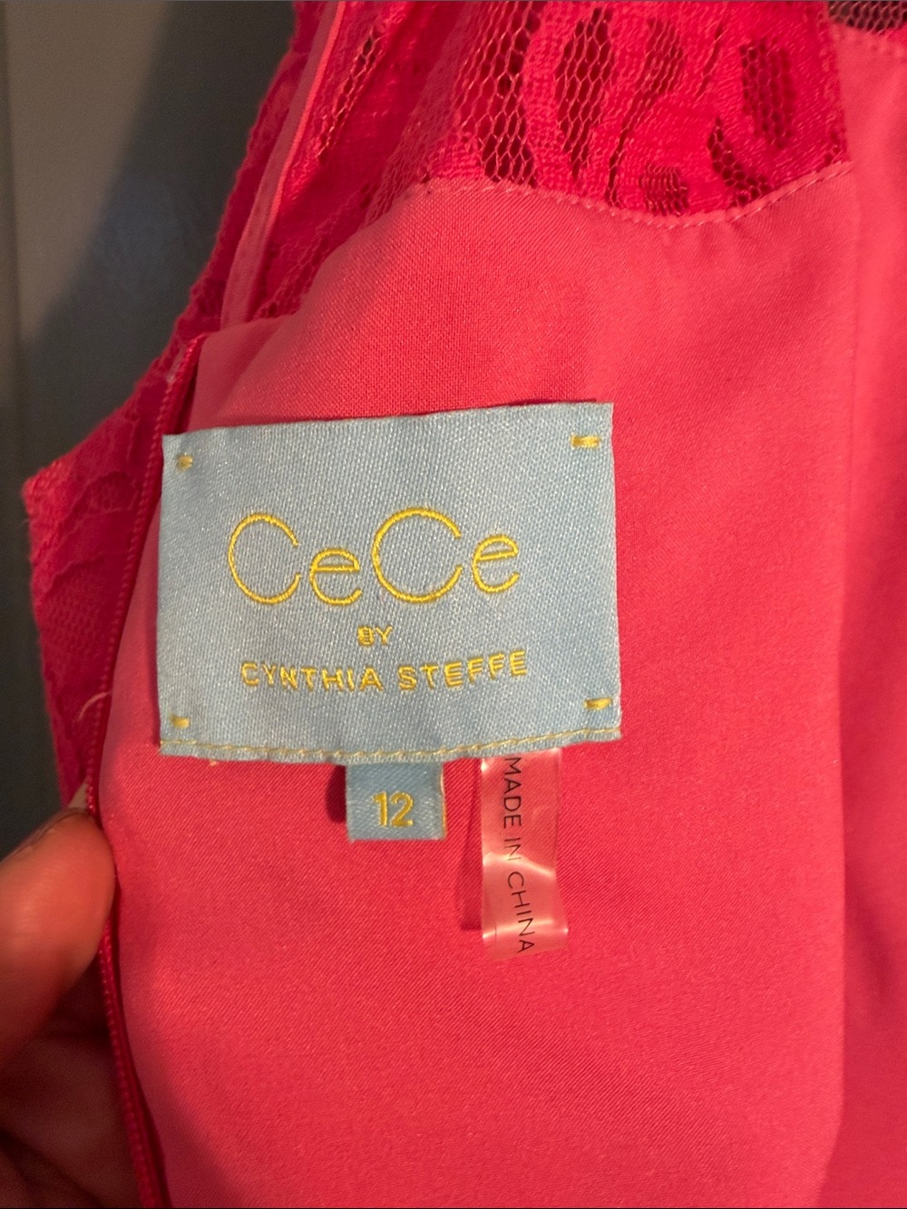 CeCe Hot Pink Sleeveless Lace Sheath Dress - Picture 3 of 5